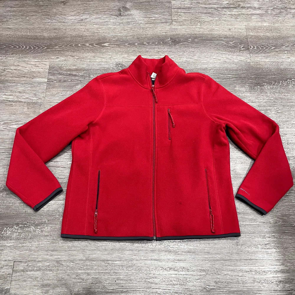 Vintage Old Navy Jacket Womens Extra Large Red Fleece Full Zip Outdoor Sweater